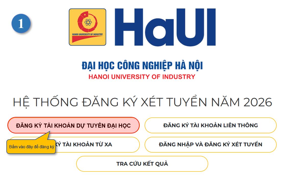 Dai hoc Cong nghiep Ha Noi (HAUI) huong dan dang ky du tuyen 2026
