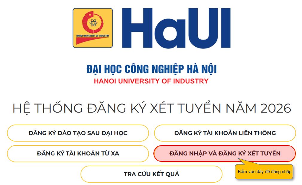 Dai hoc Cong nghiep Ha Noi (HAUI) huong dan dang ky du tuyen 2026