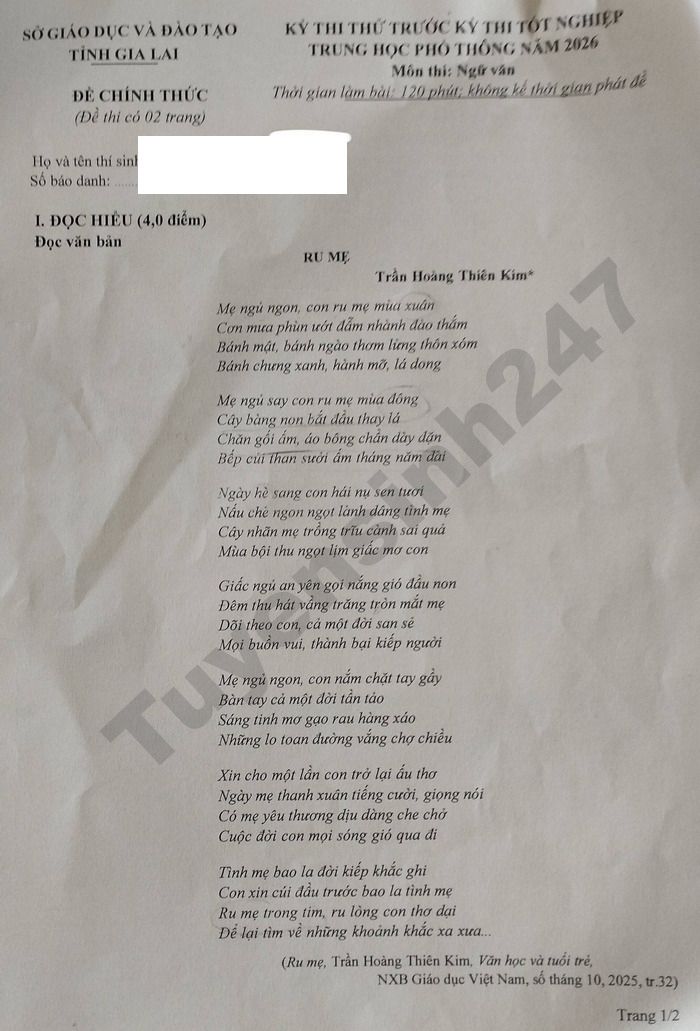 De thi thu mon Van tot nghiep THPT - So GD Gia Lai 2026