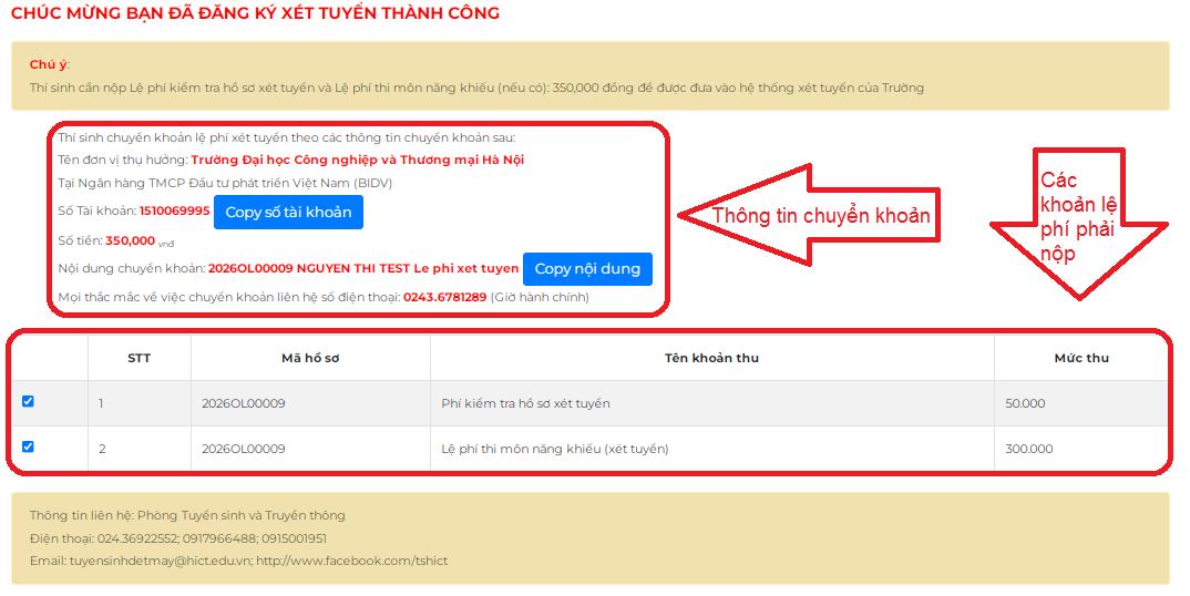Huong dan dang ky xet tuyen dai hoc Cong nghiep va thuong mai 