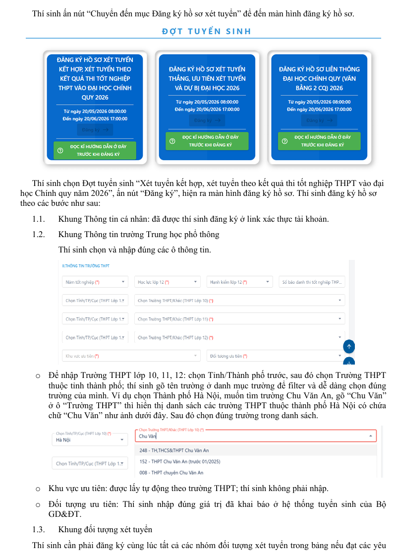 Huong dan nop ho so xet tuyen Dai hoc Kinh te quoc dan 2026