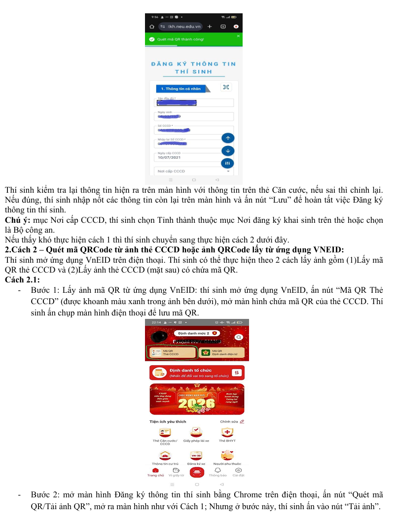 Huong dan nop ho so xet tuyen Dai hoc Kinh te quoc dan 2026