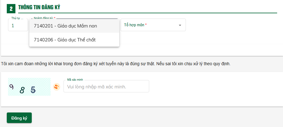 Huong dan dang ky xet tuyen Dai hoc Quy Nhon 2026