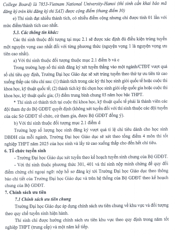 Thong tin tuyen sinh truong Dai hoc Giao duc (UEd) - DHQGHN 2026