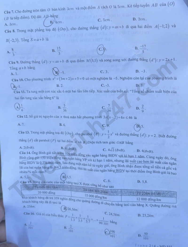 De thi vao lop 10 mon Toan 2026 - Chuyen Khoa hoc xa hoi va nhan van HN