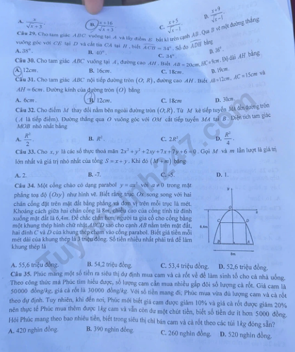 De thi vao lop 10 mon Toan 2026 - Chuyen Khoa hoc xa hoi va nhan van HN