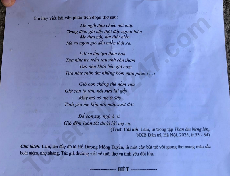Dap an de thi vao lop 10 mon Van - Hung Yen 2026