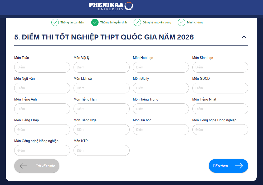 Dai hoc Phenikaa huong dan dang ky xet tuyen 2026