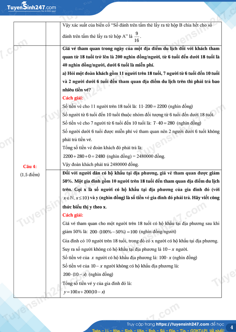 Dap an de thi vao lop 10 mon Toan 2026 - Hue