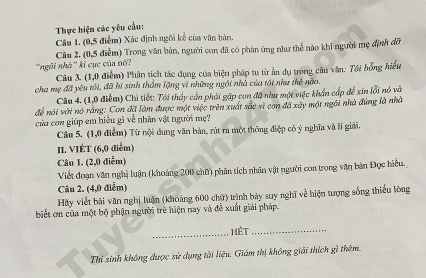 Dap an de thi mon Van vao lop 10 - Lao Cai 2026