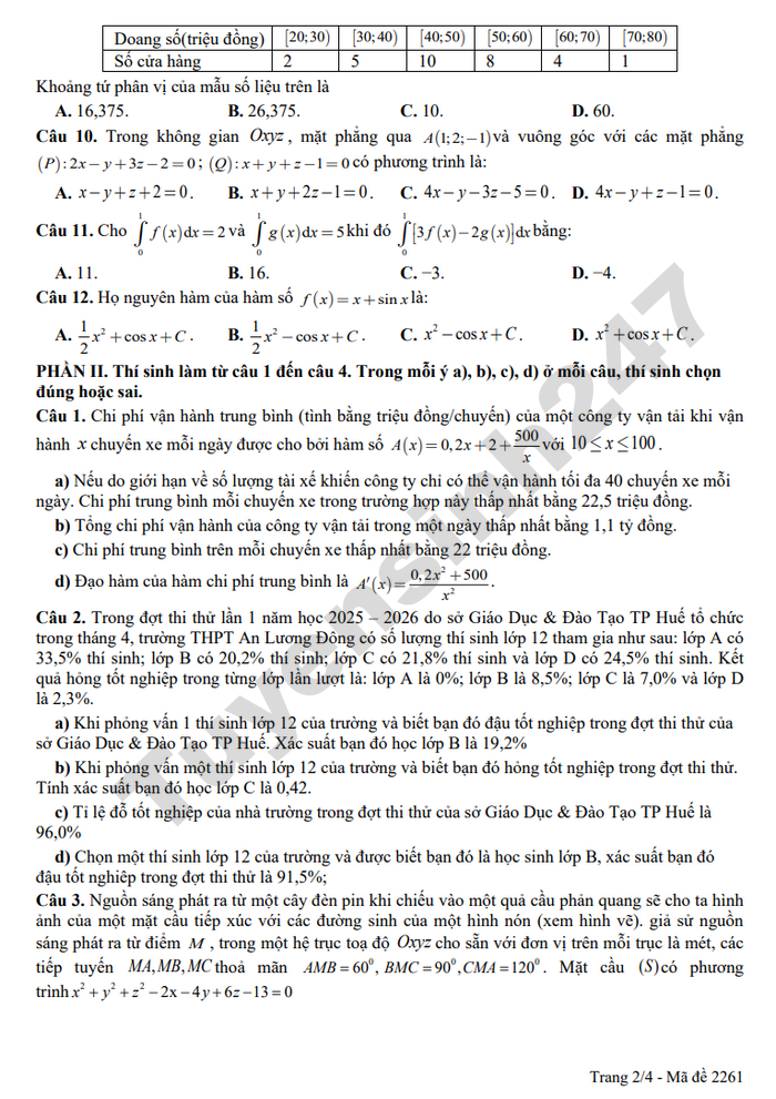 De thi thu mon Toan TN THPT 2026 lan 2 - THPT An Luong Dong