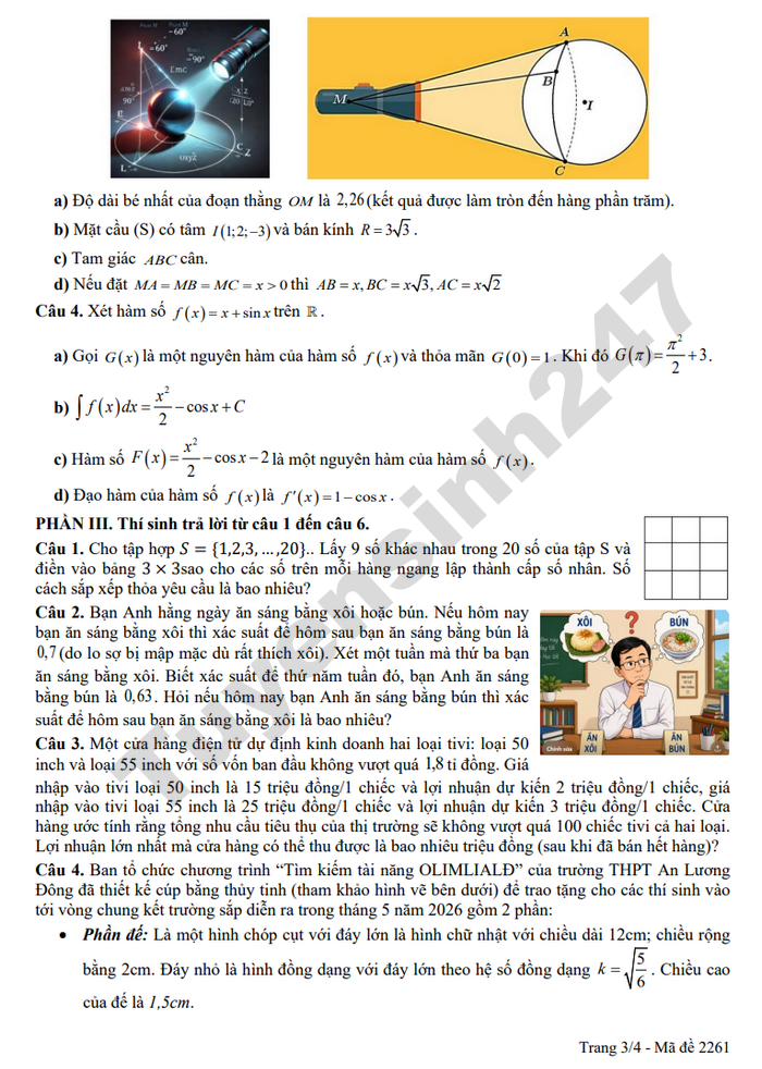De thi thu mon Toan TN THPT 2026 lan 2 - THPT An Luong Dong