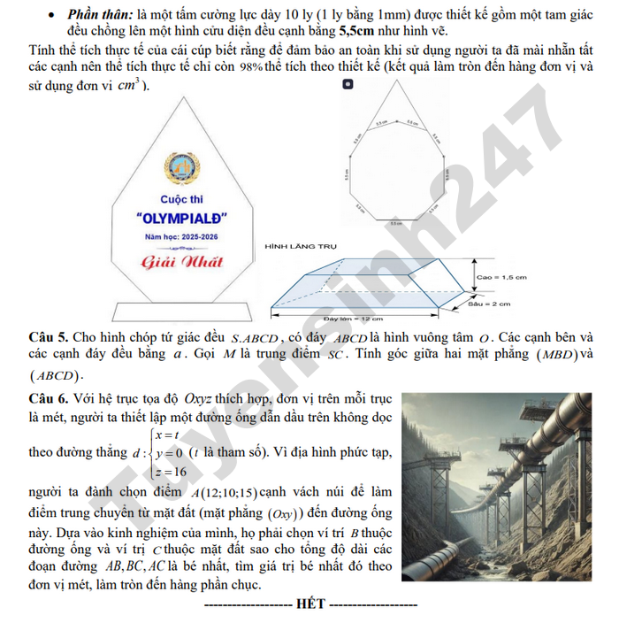 De thi thu mon Toan TN THPT 2026 lan 2 - THPT An Luong Dong
