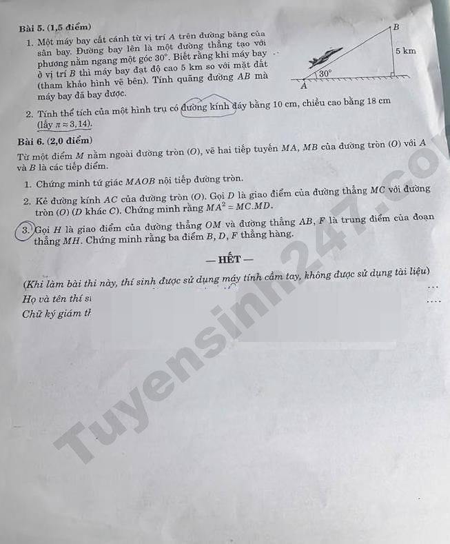 De thi dap an lop 10 mon Toan - Dong Nai 2026