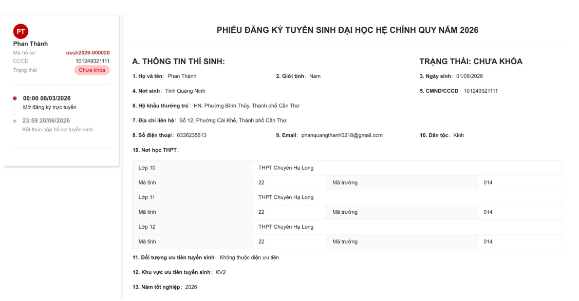 Dai hoc Khoa hoc Xa hoi va Nhan van - DHQGHN (USSH) huong dan dang ky xet tuyen 2026