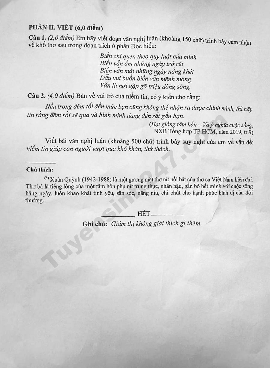 Dap an de thi vao lop 10 mon Van - Quang Ngai 2026