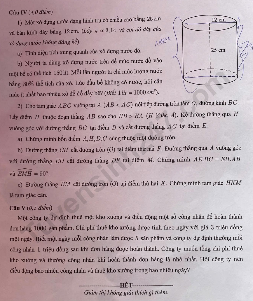Dap an de thi vao lop 10 mon Toan - Ha Noi 2026