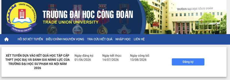 Huong dan dang ky xet tuyen Dai hoc Cong Doan 2026