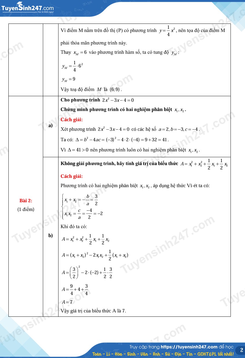 Dap an de thi lop 10 mon Toan - TP HCM 2026