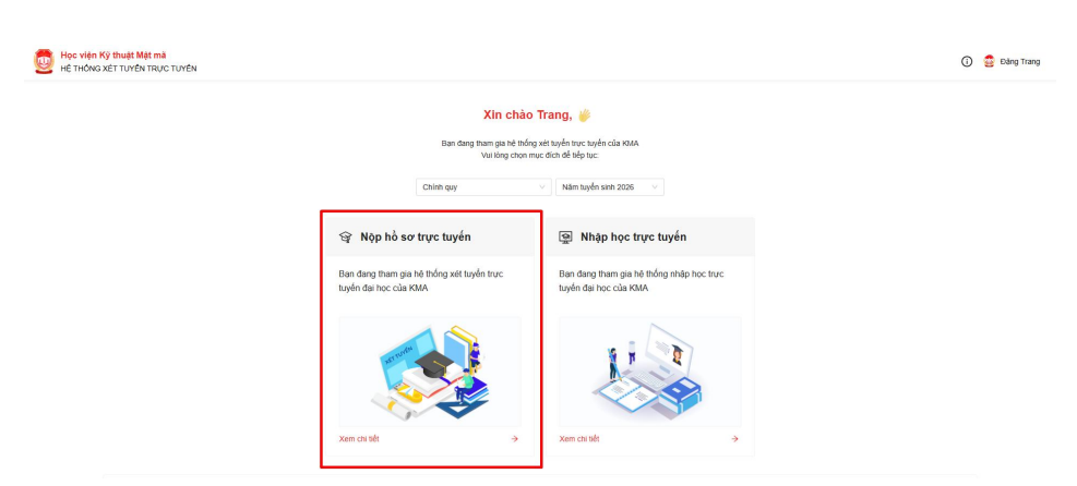 Hoc vien ky thuat mat ma (KMA) huong dan dang ky xet tuyen 2026