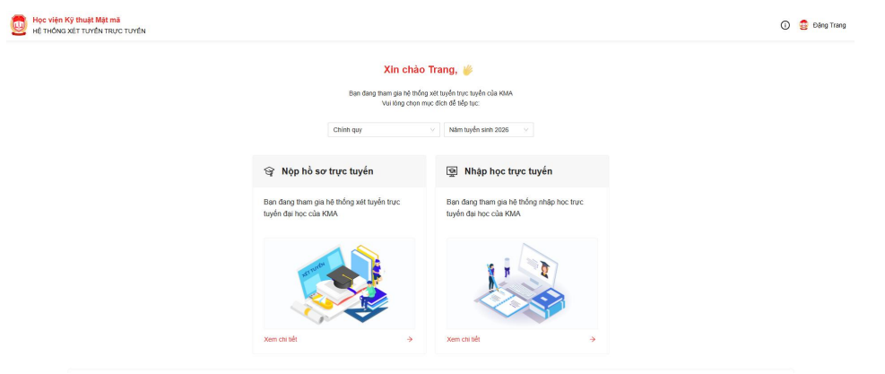 Hoc vien ky thuat mat ma (KMA) huong dan dang ky xet tuyen 2026