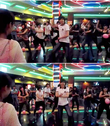 Vũ điệu hot Gangnam style mà chàng trai thể hiện trong màn cầu hôn.