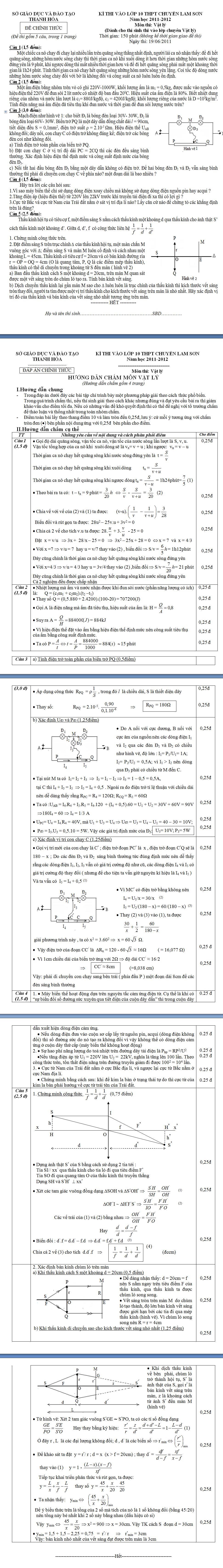 Điểm thi lớp 10 năm 2012 5b375b85e455a69b2ab808e377a9767a 43025374.la Đề thi thử vào lớp 10 môn vật lý thpt chuyên Lam Sơn