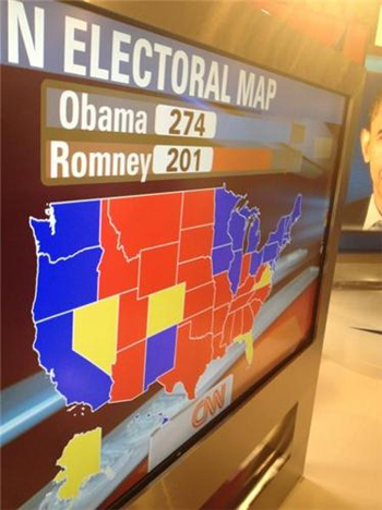 Kết quả kiểm phiếu theo CNN, cho thấy ông Obama tái cử tổng thống Mỹ.