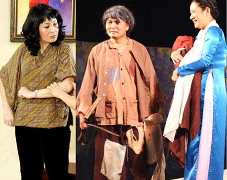 Xuân Hinh, Hồng Vân (trái) và Thanh Thanh Hiền hội ngộ trên sân khấu Xuân Phát tài 3