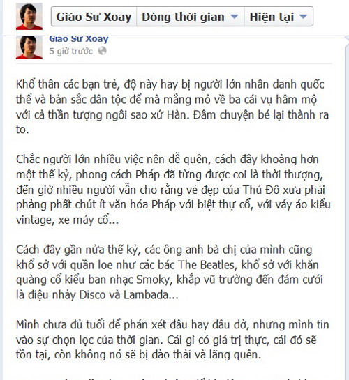 Giao su Cu Trong Xoay phan phao dum fan Kpop