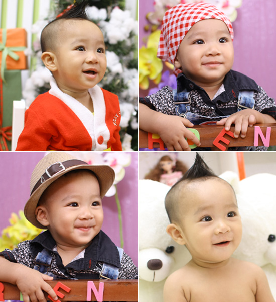 Hieu Hien va con trai dang yeu trong mua Giang sinh