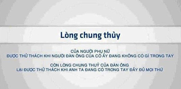 Sự khác nhau về thử thách lòng chung thủy của phụ nữ và đàn ông,