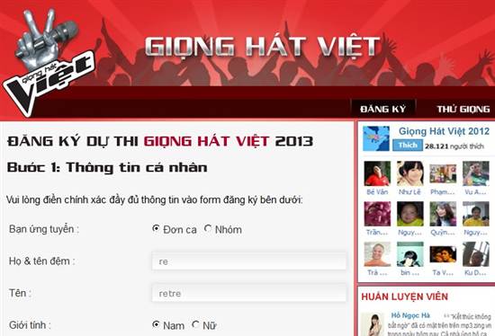 Lich phat song giong hat viet 2013 - The voice