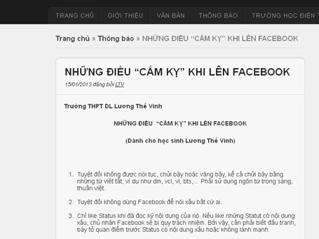 Trường cấm học sinh nói xấu trên Facebook