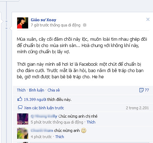 Cu Trong Xoay khoe chuan bi len xe hoa