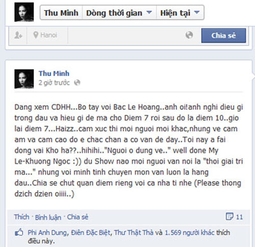 Cach cho diem cua Le Hoang khien Thu Minh buc xuc