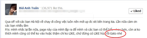 Bui Anh Tuan dong cua Facebook  tranh \