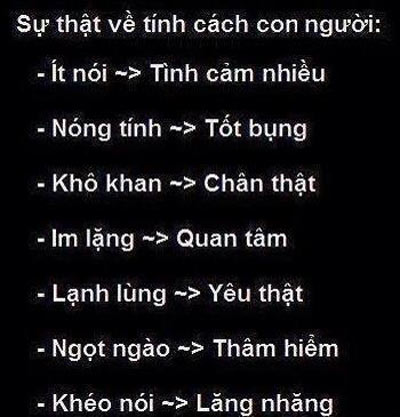 Phái nam thì thich nhìn còn phái nữ thì thích nghe. Nhưng hãy cẩn thận khi nghe những kẻ khéo ăn nói và ngọt ngào nhé. Đừng bao giời chê chồng mình khô khan hoặc trầm lặng và cũng đừng chê vợ mình là nóng tính. Chia sẻ nhiều lên nhe các bạn