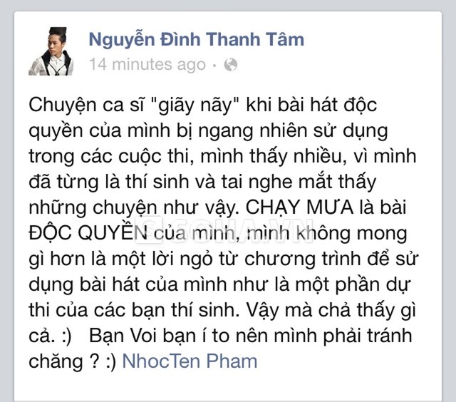 	Ảnh chụp từ facebook của Nguyễn Đình Thanh Tâm.