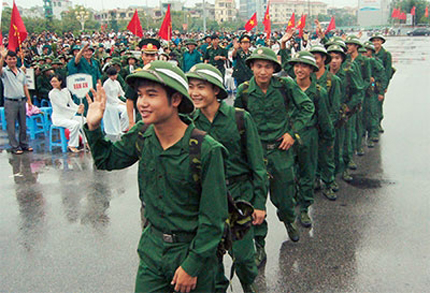 Niềm vui của thanh niên khi lên đường nhập ngũ.