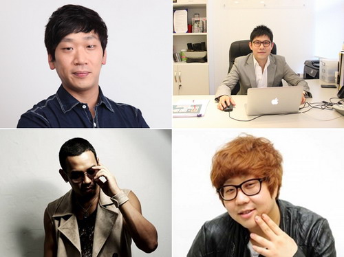 Bốn gương mặt nhận lời làm giám khảo của Ngôi sao Việt (từ trên xuống, từ trái sang) - Kim Do Hoon, Kim Jin Woo, Mario và Shinsadong Tiger.