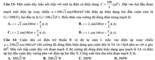 De thi thu dai hoc mon Ly khoi A, A1 nam 2014 lan 2 truong THPT chuyen Le Quy Don - Quang Tri