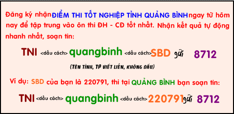 Da co diem thi tot nghiep THPT tinh Quang Binh nam 2014