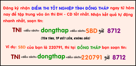 Diem thi tot nghiep THPT tinh Dong Thap  nam 2014