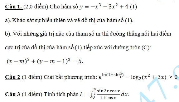 De thi thu THPT Quoc gia mon Toan 2015 - THPT chuyen Vinh Phuc
