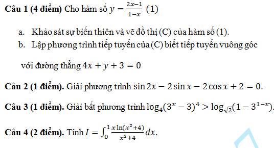 De thi thu THPT Quoc gia mon Toan THPT Nguyen Thi Minh Khai Ha Tinh