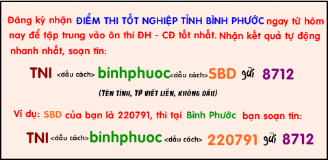 Tinh Binh Phuoc cong bo diem thi tot nghiep THPT nam 2013