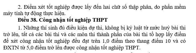 Diem liet THPT quoc gia 2017 la 1 diem - khong co thay doi