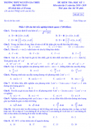 Đề thi học kỳ 1 lớp 11 môn Toán - THPT Nguyễn Gia Thiều năm học 2018 - 2019