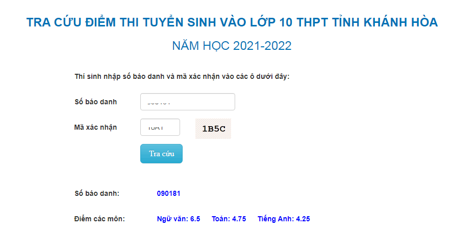 Diem thi vao lop 10 Khanh Hoa nam 2021